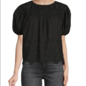 Black ASTR the Label Smocked Top Size Medium